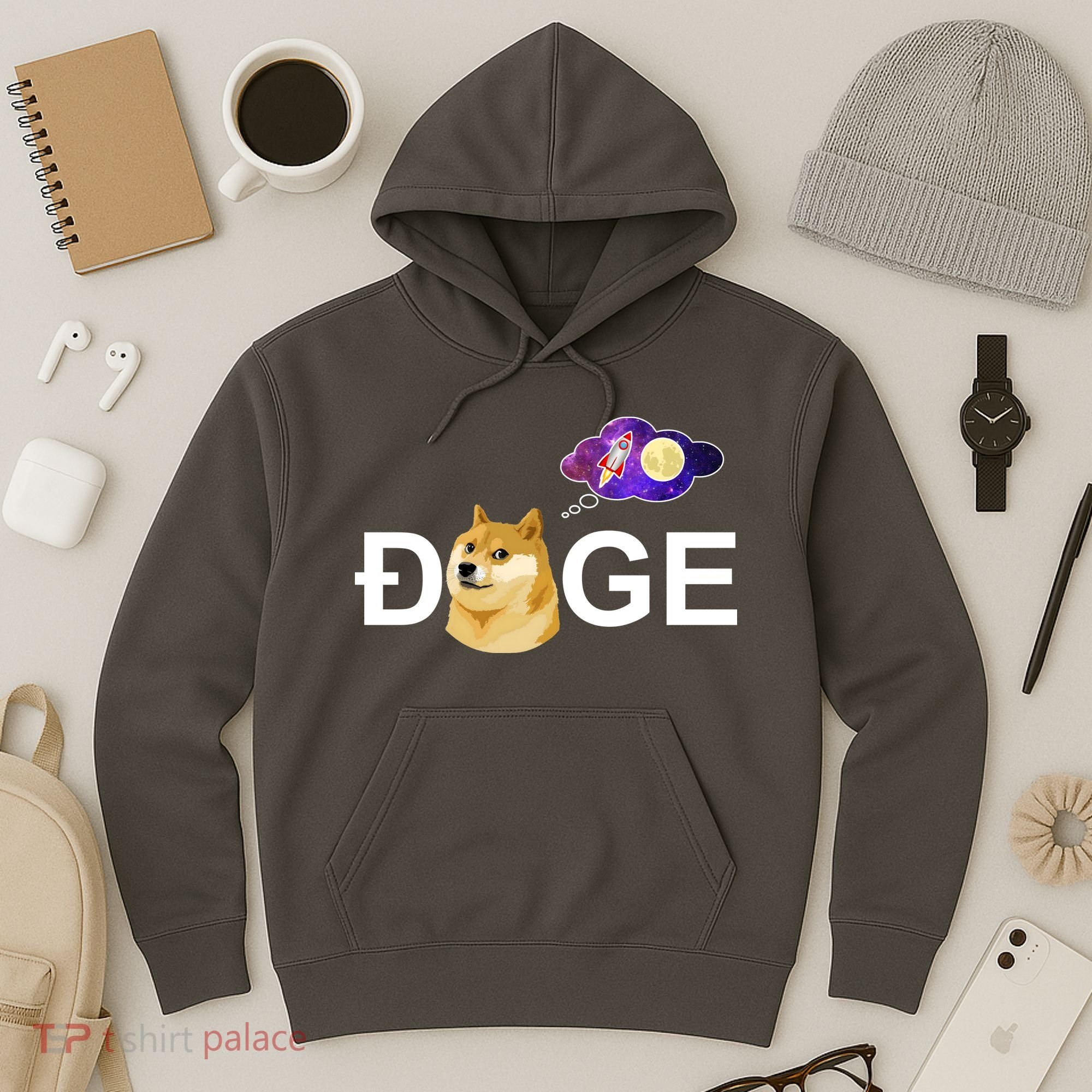 Doge To The Moon Galaxy Cryptocurrency Hoodie