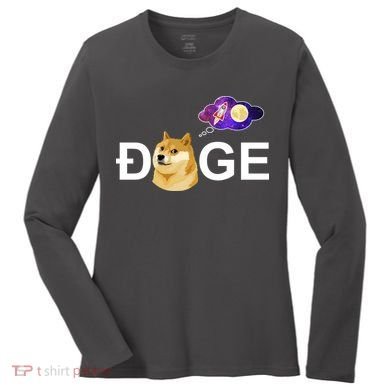 Doge To The Moon Galaxy Cryptocurrency Women's Long Sleeve Shirt