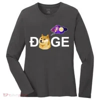 Doge To The Moon Galaxy Cryptocurrency Women's Long Sleeve Shirt thumb 0