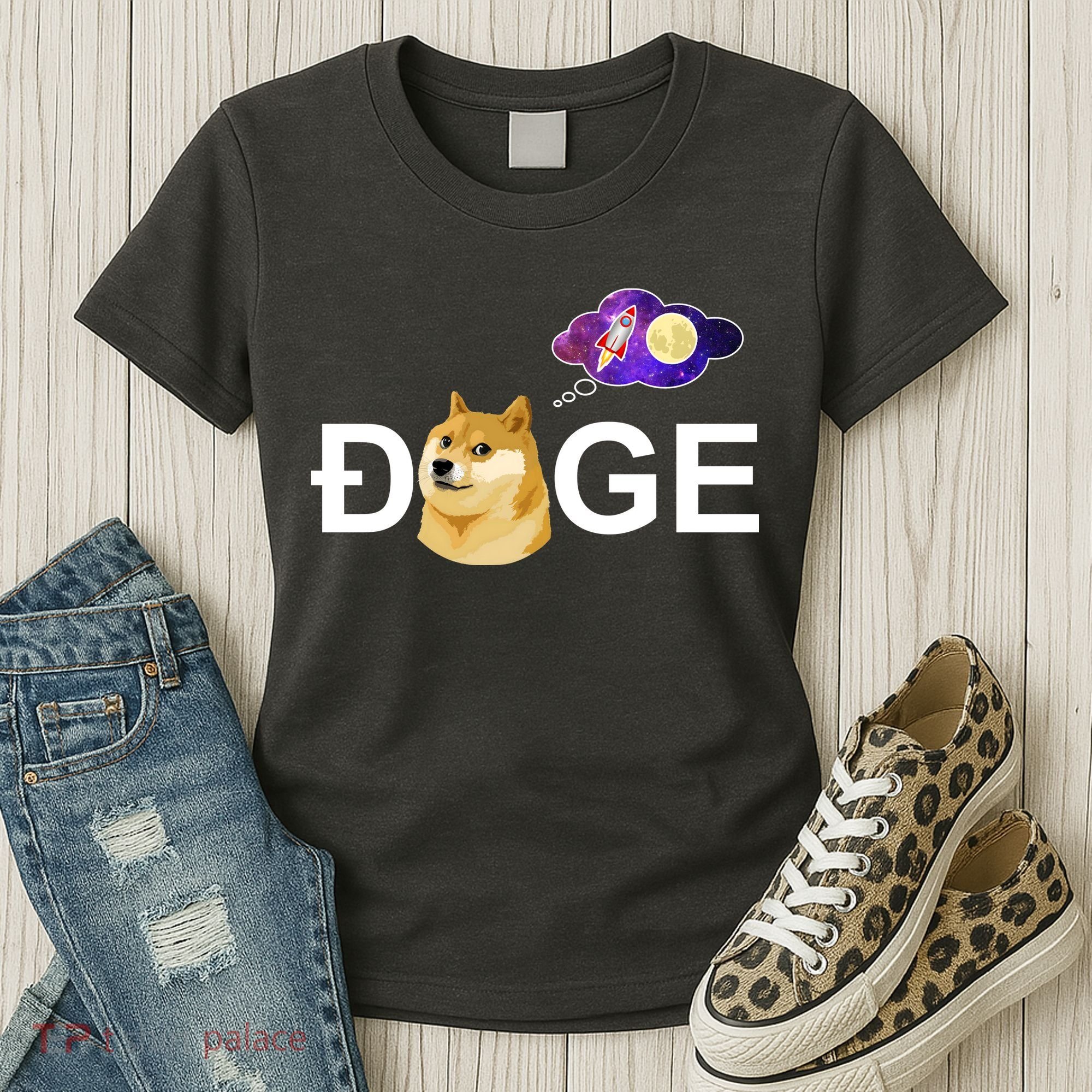 Doge To The Moon Galaxy Cryptocurrency Women's T-Shirt