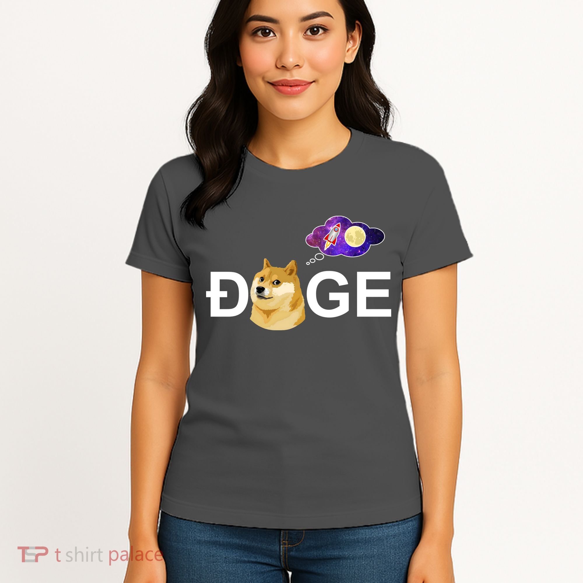 Doge To The Moon Galaxy Cryptocurrency Women's T-Shirt