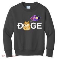 Doge To The Moon Galaxy Cryptocurrency Kids Sweatshirt thumb 0