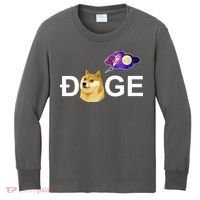 Doge To The Moon Galaxy Cryptocurrency Kids Long Sleeve Shirt thumb 0