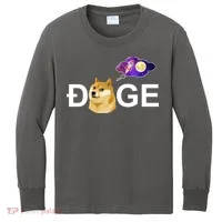 Doge To The Moon Galaxy Cryptocurrency Kids Long Sleeve Shirt thumb 0