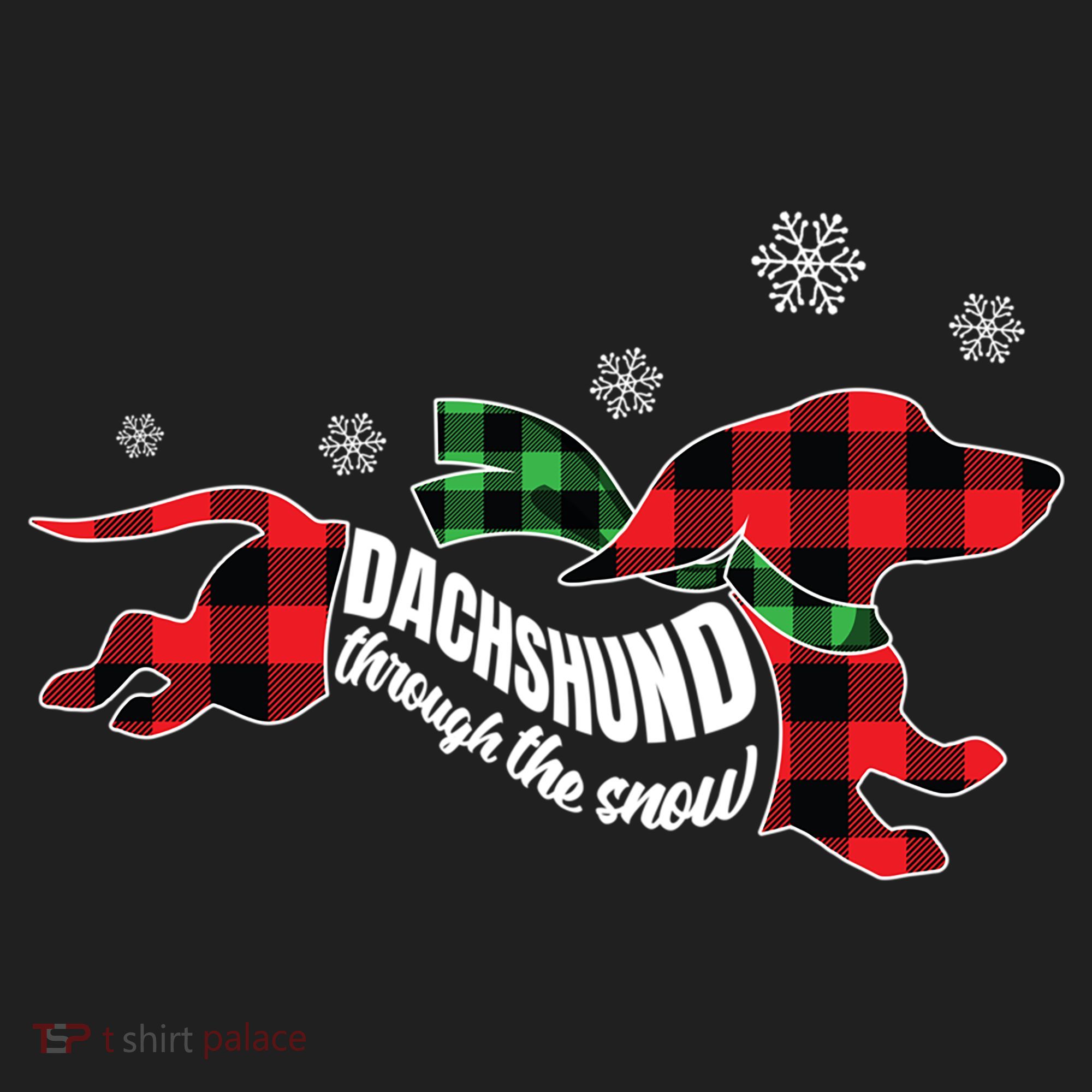 Dachshund Through The Snow Doxie Dog Plaid Christmas Gift Women's Sweatshirt