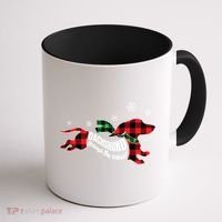 Dachshund Through The Snow Doxie Dog Plaid Christmas Gift Coffee Mug thumb 1