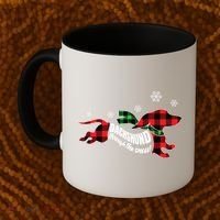 Dachshund Through The Snow Doxie Dog Plaid Christmas Gift Coffee Mug thumb 2