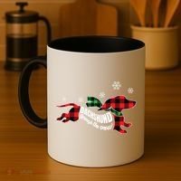 Dachshund Through The Snow Doxie Dog Plaid Christmas Gift Coffee Mug thumb 4