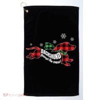 Dachshund Through The Snow Doxie Dog Plaid Christmas Gift Golf Towel thumb 0