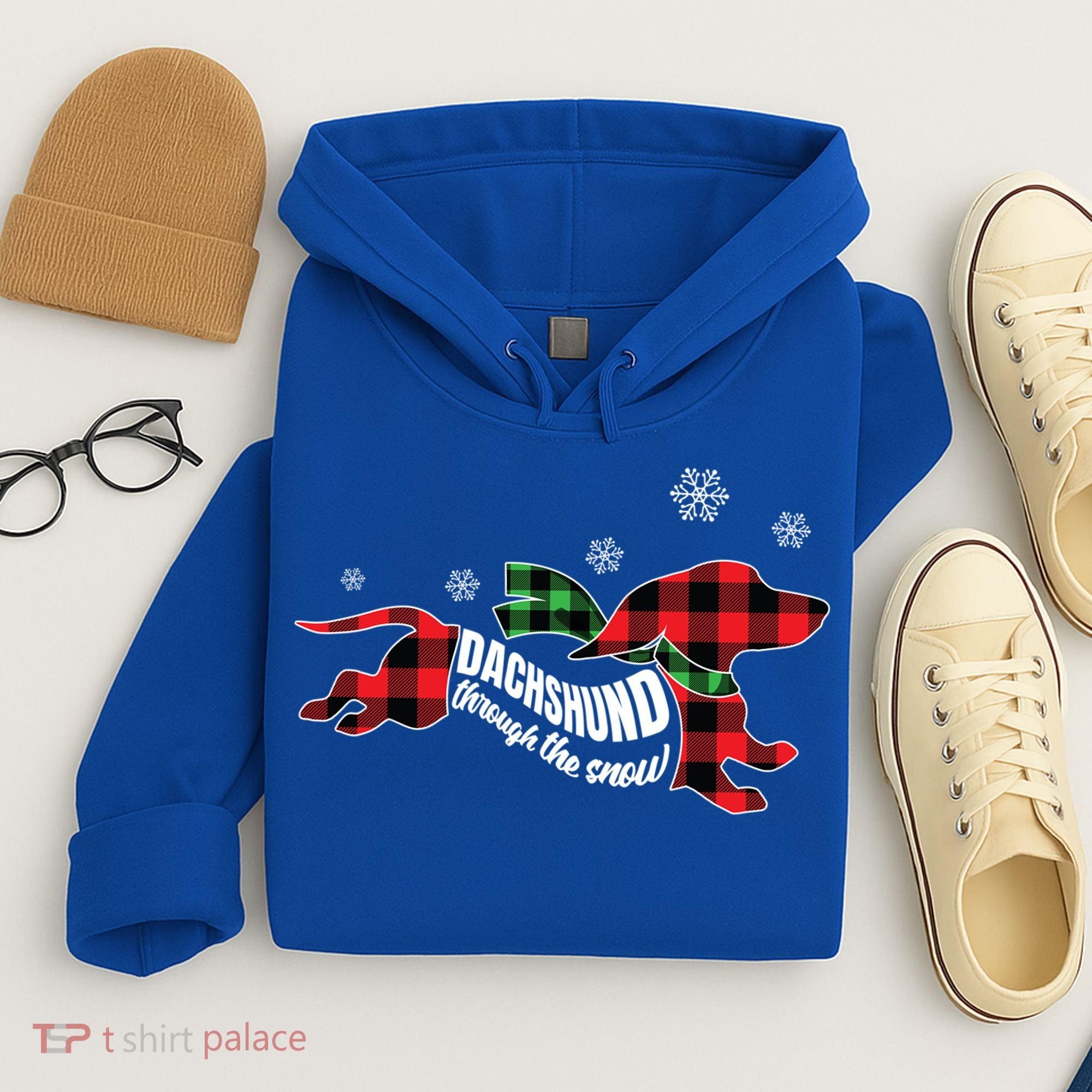 Dachshund Through The Snow Doxie Dog Plaid Christmas Gift Hoodie