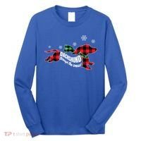 Dachshund Through The Snow Doxie Dog Plaid Christmas Gift Long Sleeve Shirt thumb 0