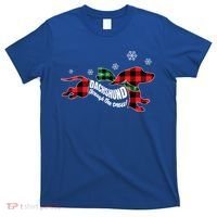 Dachshund Through The Snow Doxie Dog Plaid Christmas Gift T-Shirt thumb 0