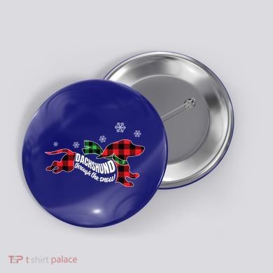 Dachshund Through The Snow Doxie Dog Plaid Christmas Gift Button