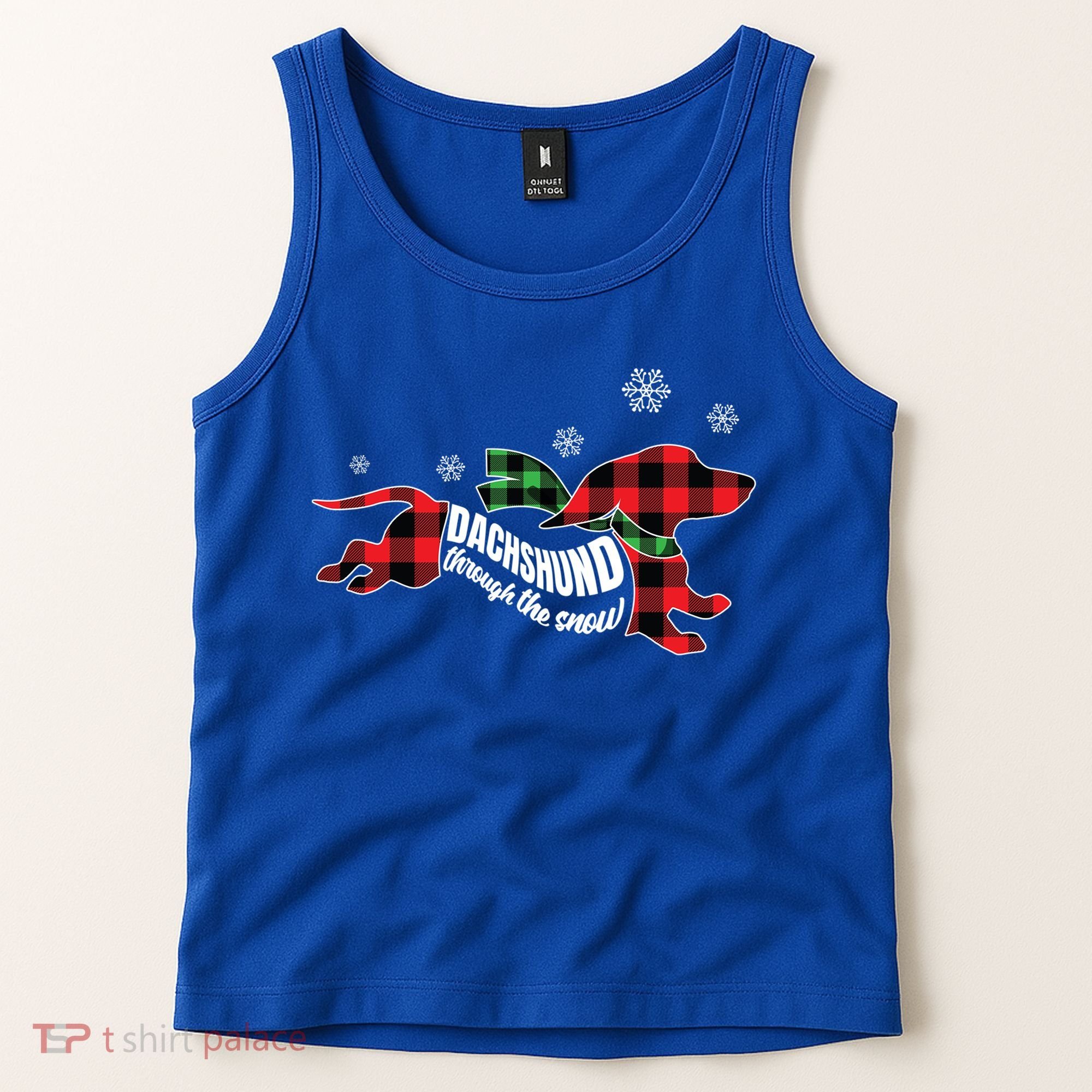 Dachshund Through The Snow Doxie Dog Plaid Christmas Gift Tank Top