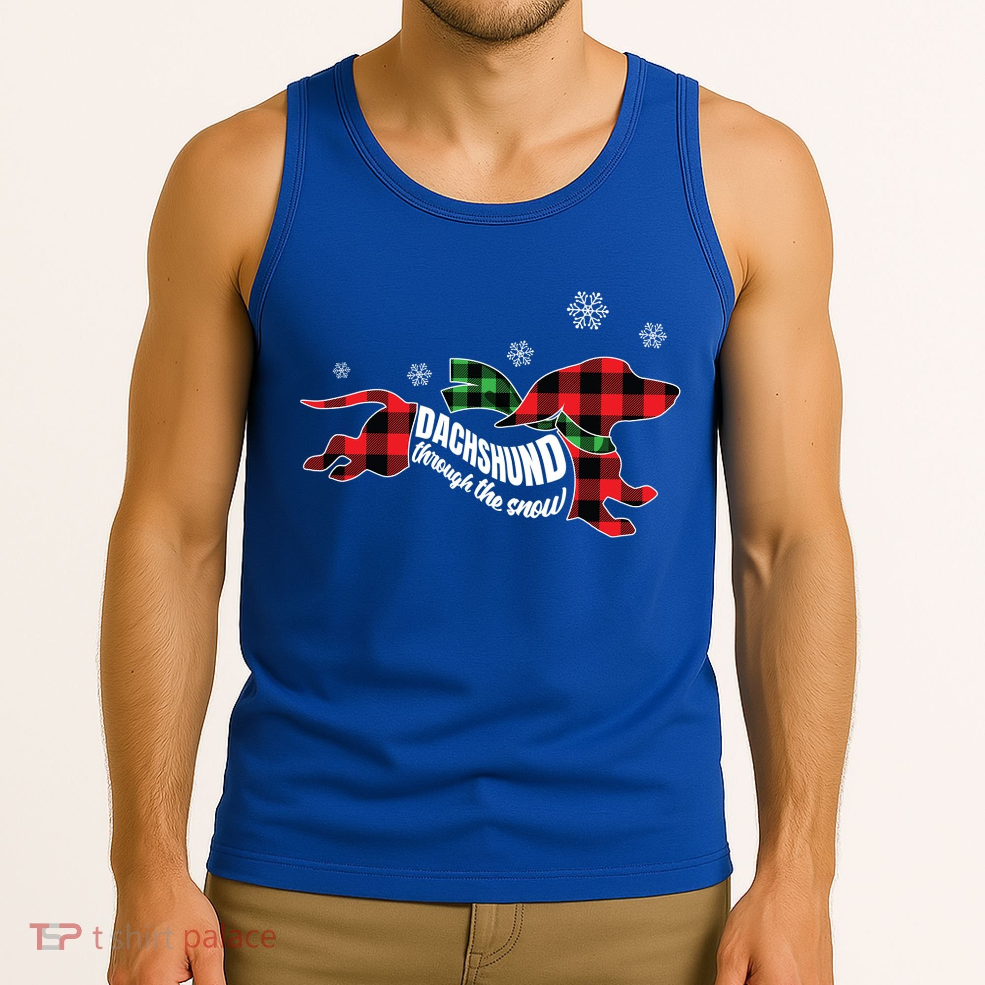 Dachshund Through The Snow Doxie Dog Plaid Christmas Gift Tank Top