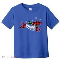 Dachshund Through The Snow Doxie Dog Plaid Christmas Gift Toddler T-Shirt thumb 0