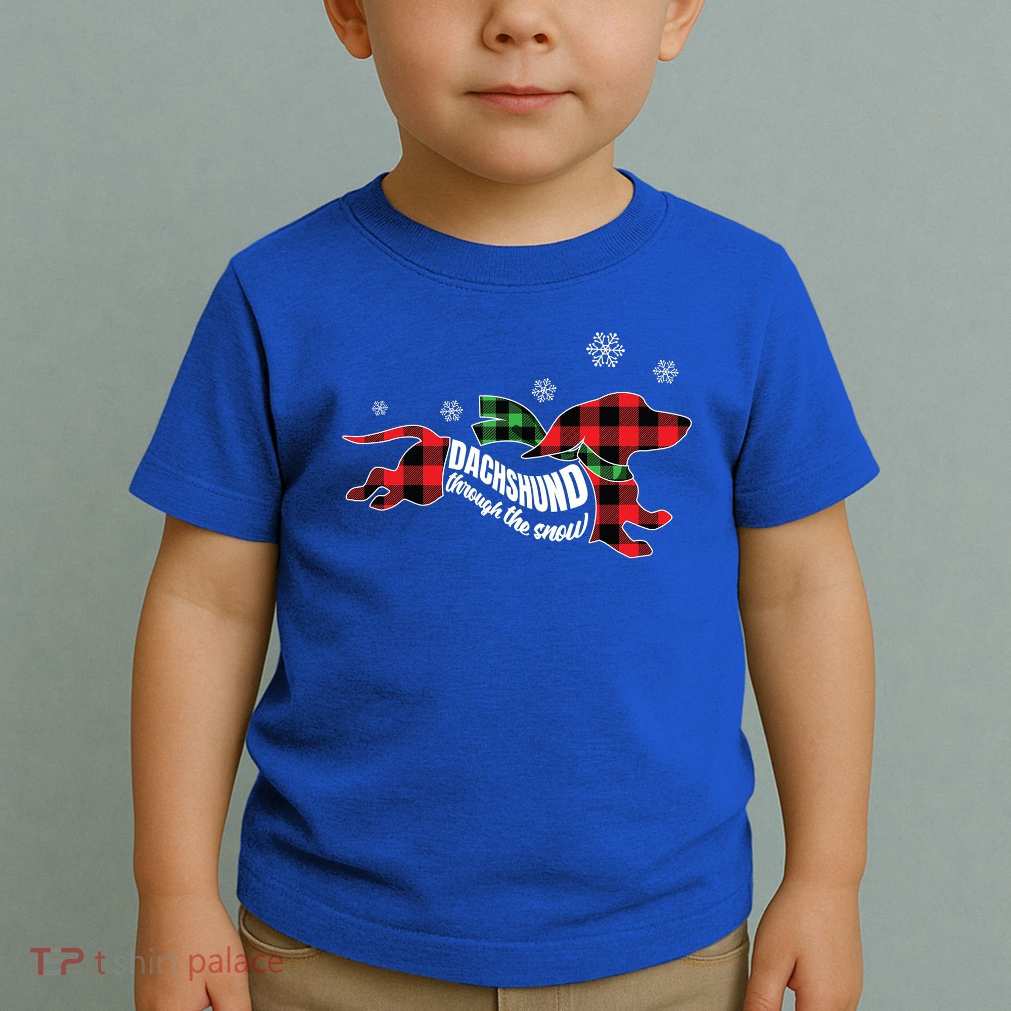 Dachshund Through The Snow Doxie Dog Plaid Christmas Gift Toddler T-Shirt