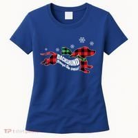 Dachshund Through The Snow Doxie Dog Plaid Christmas Gift Women's T-Shirt thumb 0