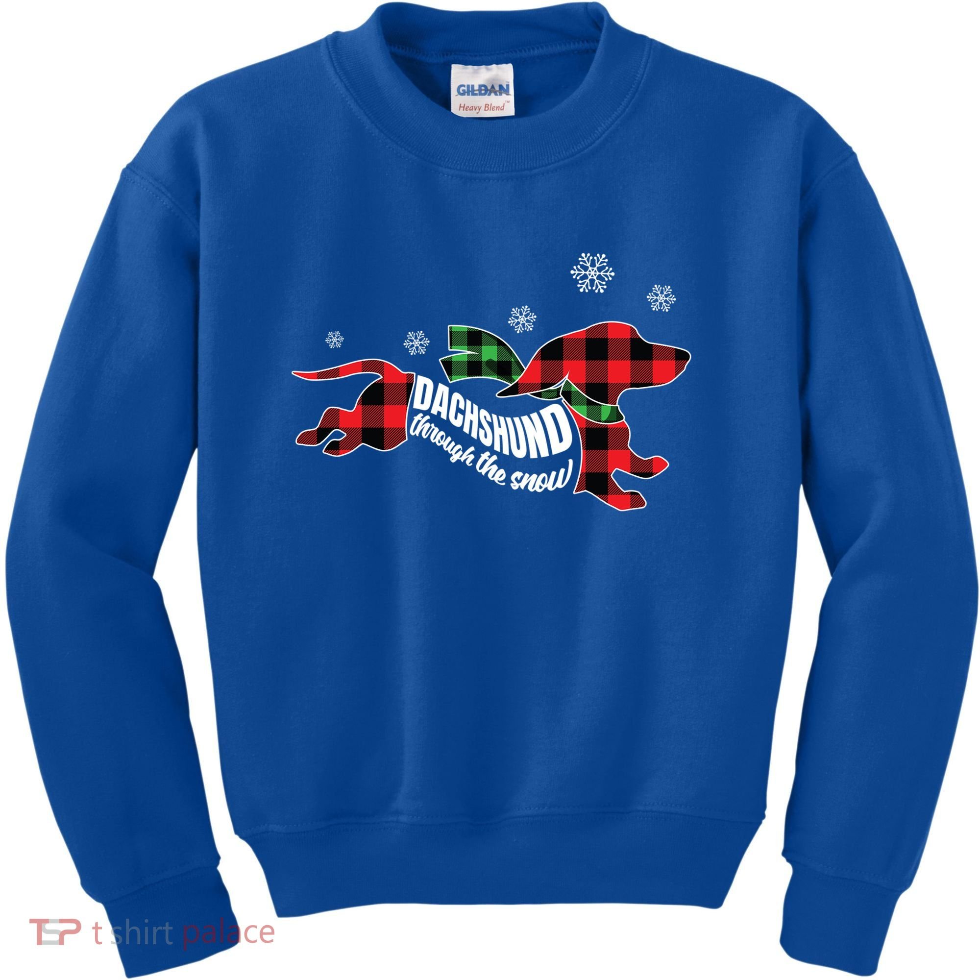 Dachshund Through The Snow Doxie Dog Plaid Christmas Gift Kids Sweatshirt