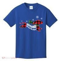 Dachshund Through The Snow Doxie Dog Plaid Christmas Gift Kids T-Shirt thumb 0