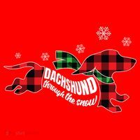 Dachshund Through The Snow Doxie Dog Plaid Christmas Gift Santa Hat thumb 1