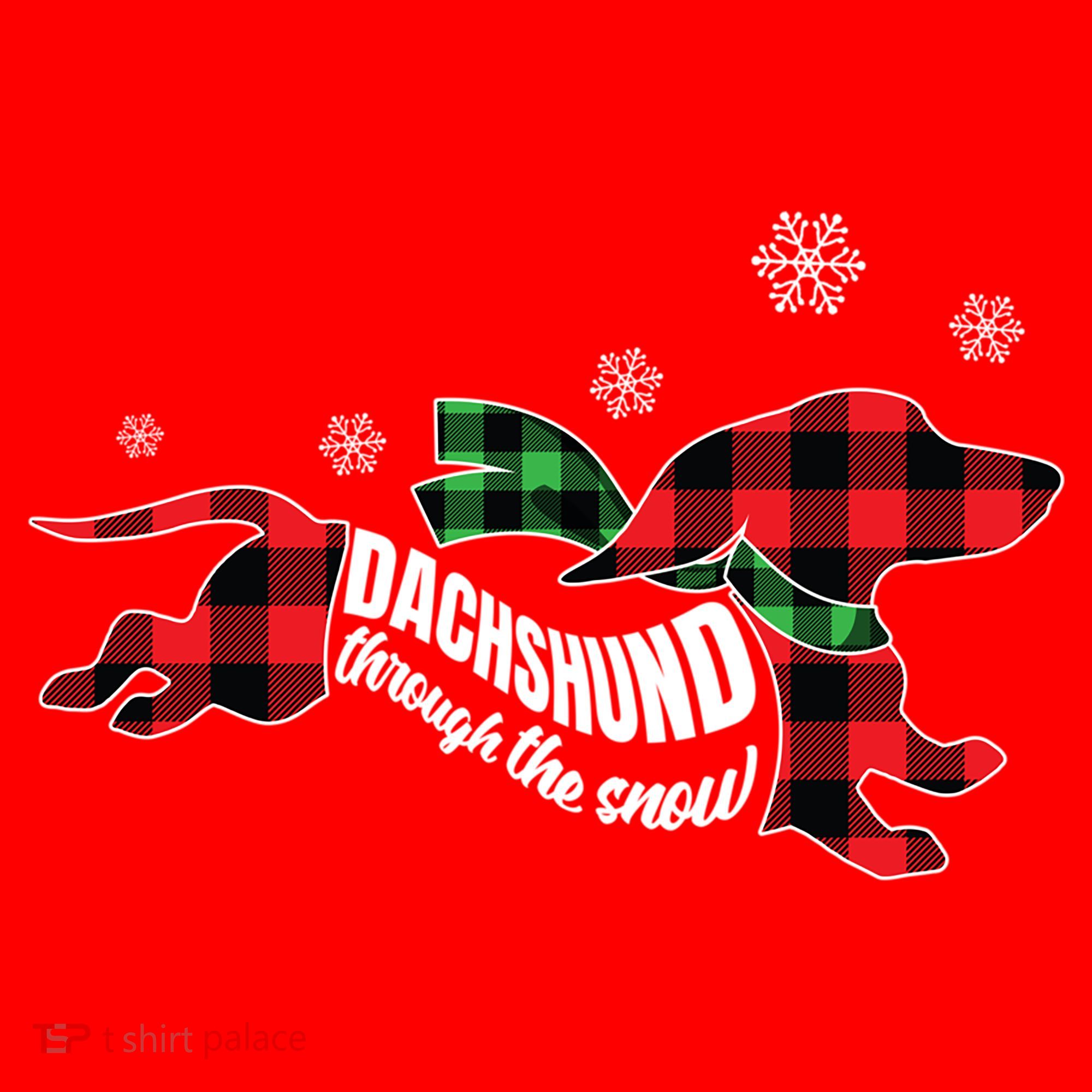 Dachshund Through The Snow Doxie Dog Plaid Christmas Gift Santa Hat