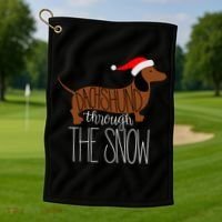 Dachshund Through The Snow Golf Towel thumb 1