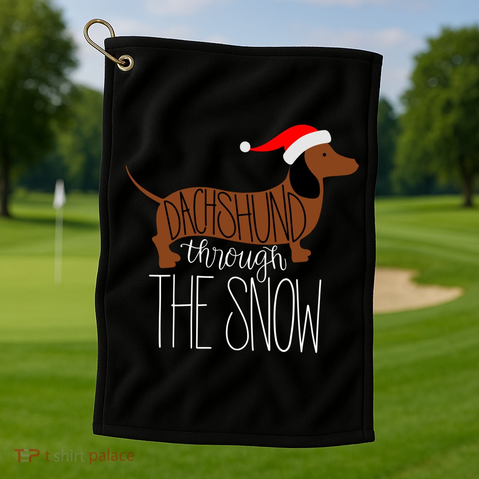 Dachshund Through The Snow Golf Towel