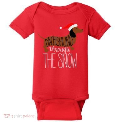 Dachshund Through The Snow Baby Bodysuit