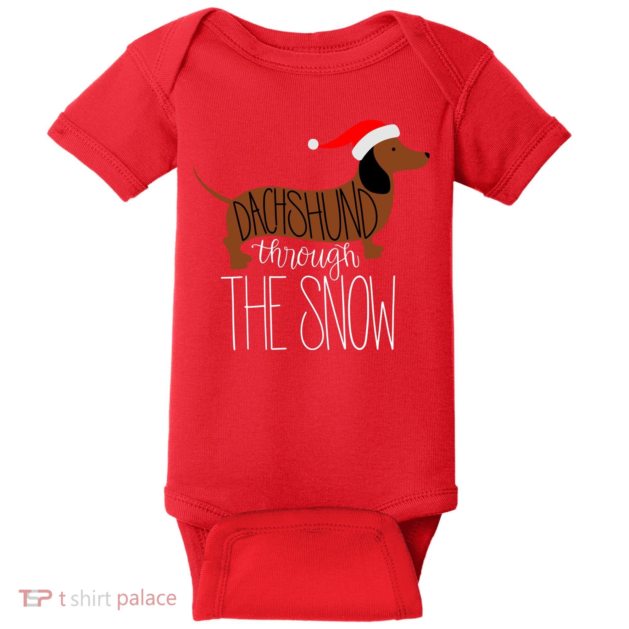 Dachshund Through The Snow Baby Bodysuit
