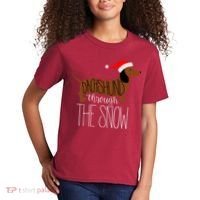 Dachshund Through The Snow Kids T-Shirt thumb 2