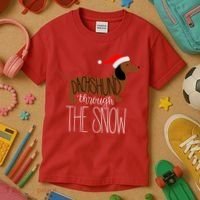 Dachshund Through The Snow Kids T-Shirt thumb 3