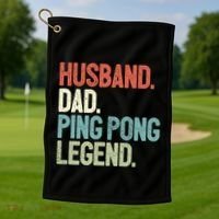 Dad Table Tennis Husband Ping Pong Father Pingpong Funny Gift Golf Towel thumb 1