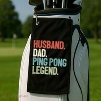 Dad Table Tennis Husband Ping Pong Father Pingpong Funny Gift Golf Towel thumb 2