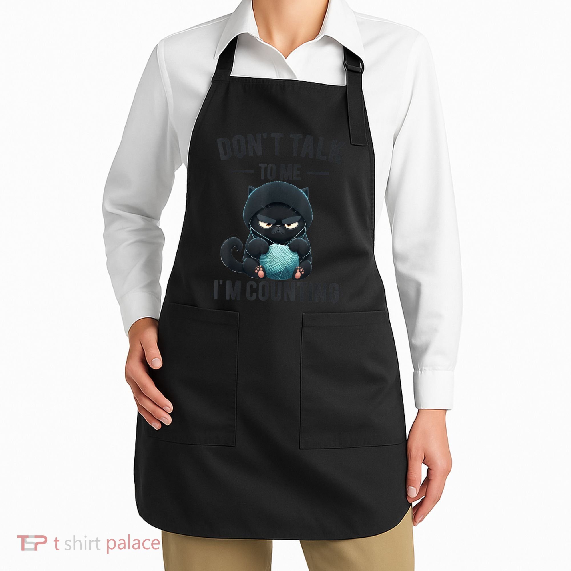 Don't Talk To Me I'm Counting Cat Knits Hand Knitting Funny Apron