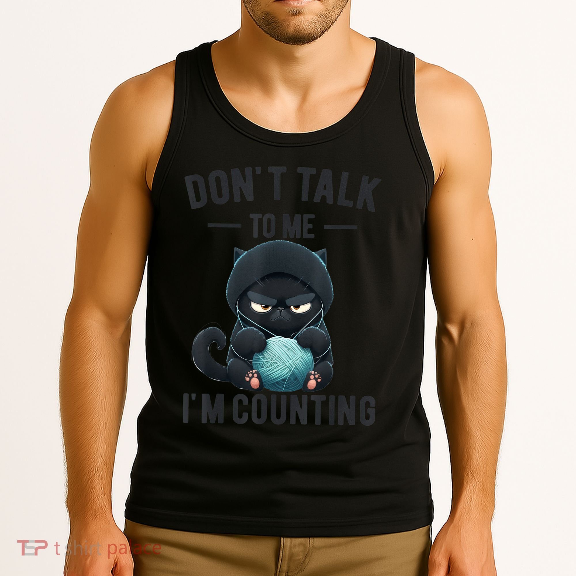 Don't Talk To Me I'm Counting Cat Knits Hand Knitting Funny Tank Top