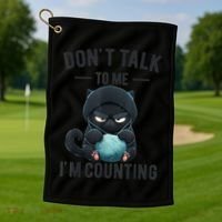 Don't Talk To Me I'm Counting Cat Knits Hand Knitting Funny Golf Towel thumb 1