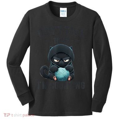 Don't Talk To Me I'm Counting Cat Knits Hand Knitting Funny Kids Long Sleeve Shirt