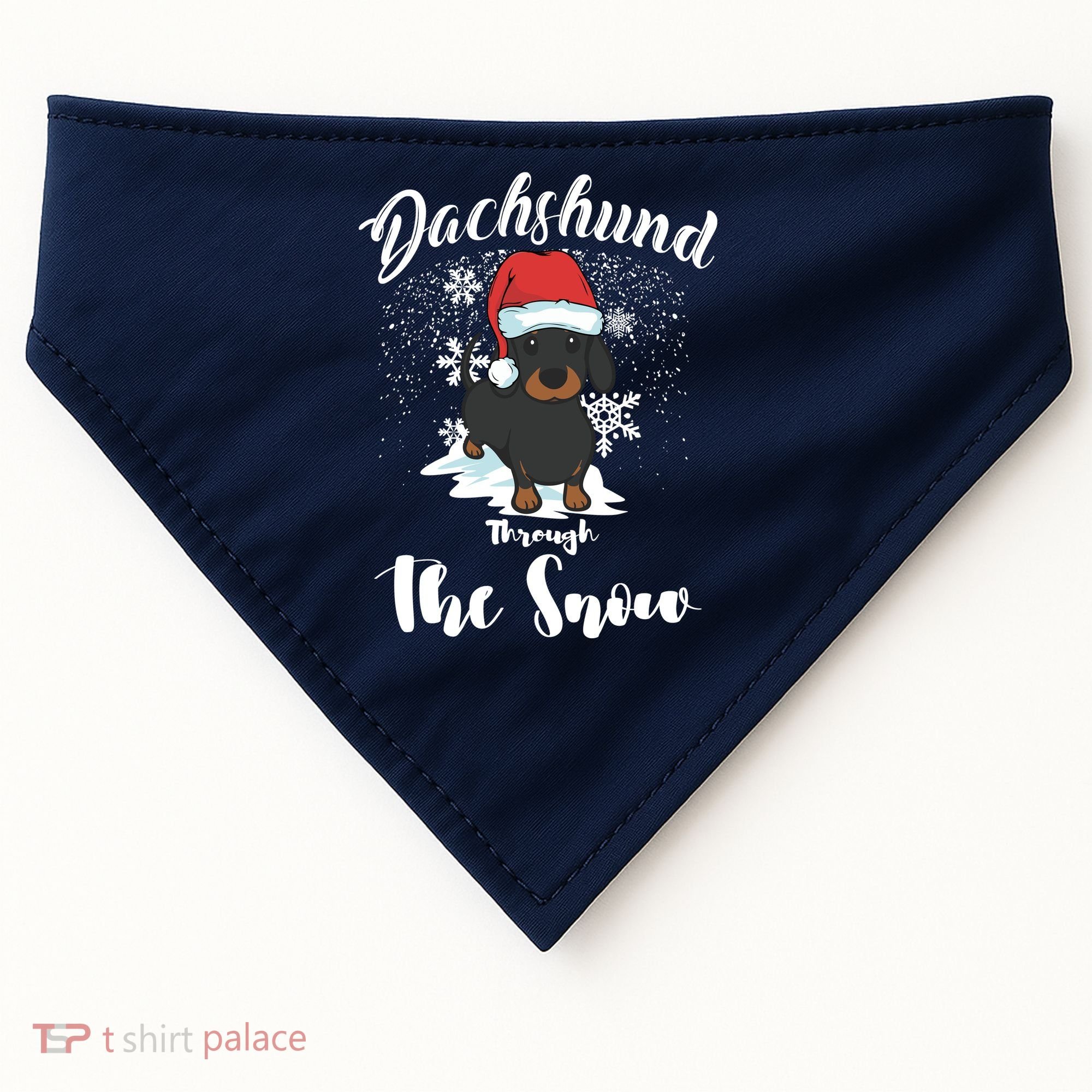 Daschund Through The Snow For Lovers USA-Made Doggie Bandana