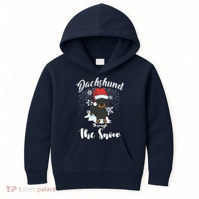 Daschund Through The Snow For Lovers Kids Hoodie