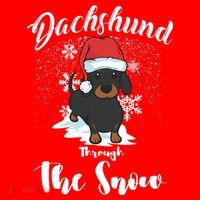 Daschund Through The Snow For Lovers Santa Hat thumb 1