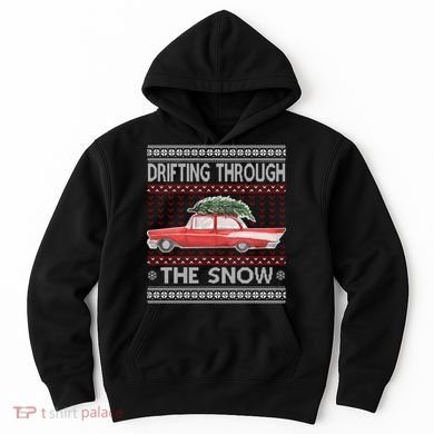 Drifting Through The Snow Ugly Christmas Sweater Hoodie