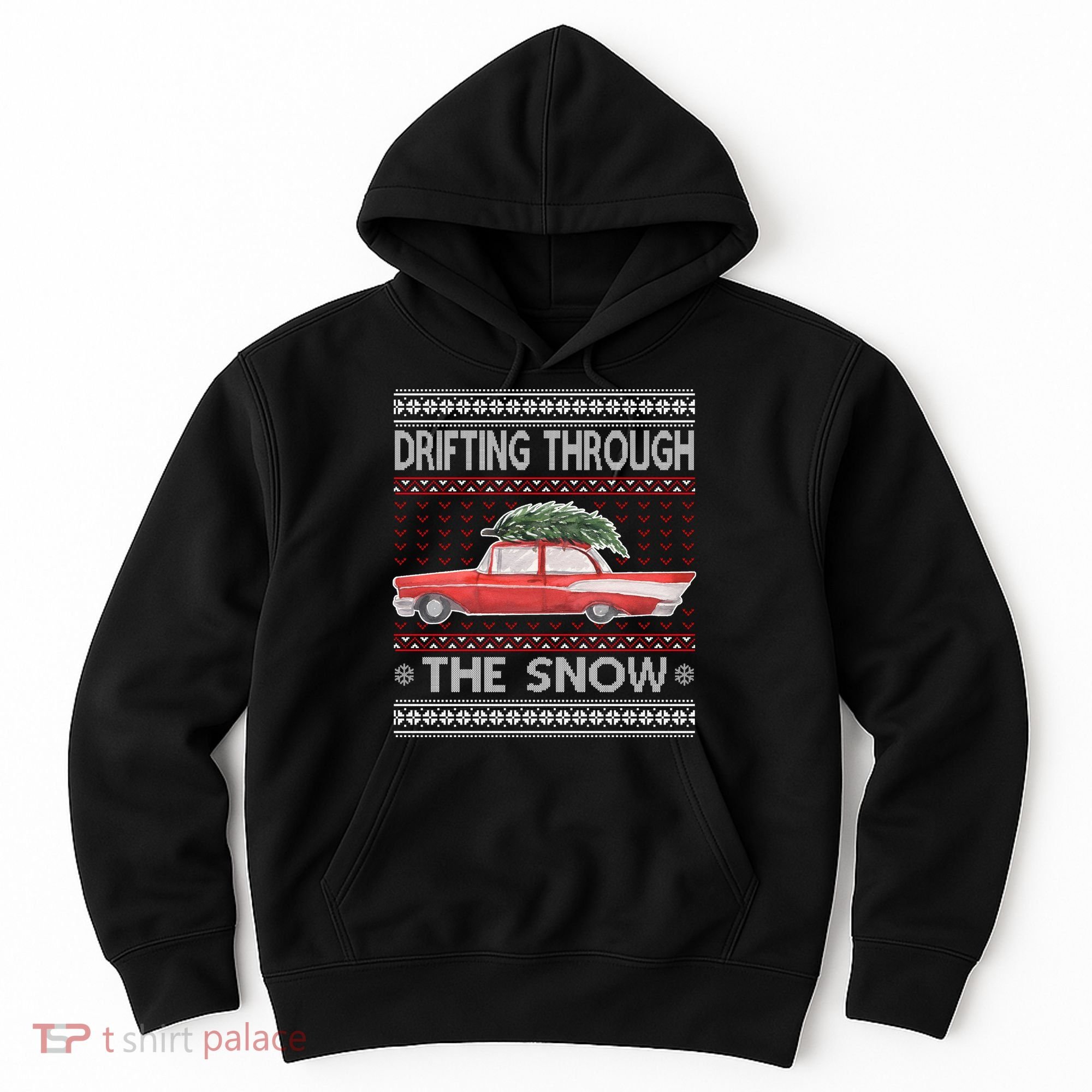 Drifting Through The Snow Ugly Christmas Sweater Hoodie