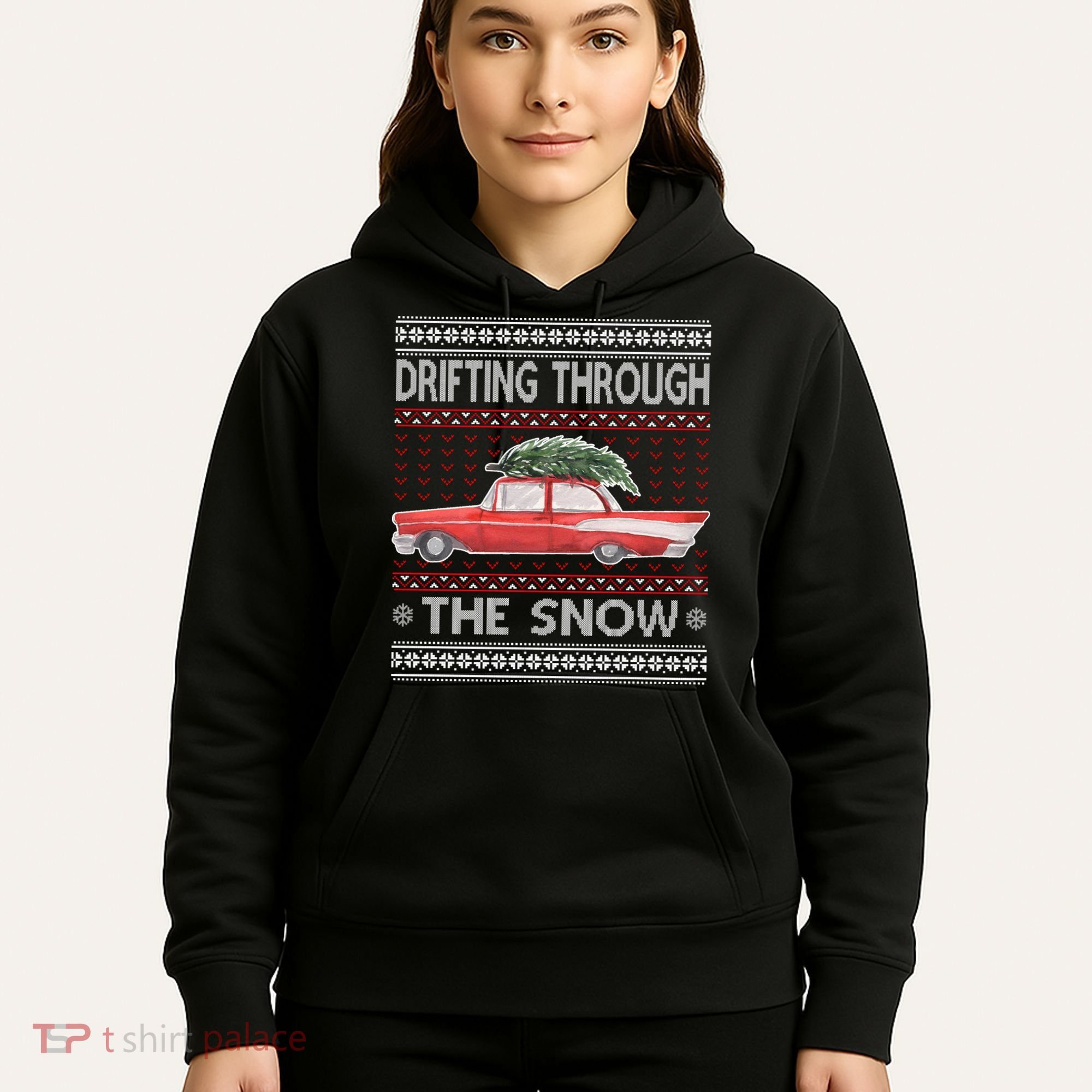 Drifting Through The Snow Ugly Christmas Sweater Hoodie
