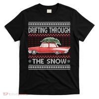 Drifting Through The Snow Ugly Christmas Sweater T-Shirt thumb 0