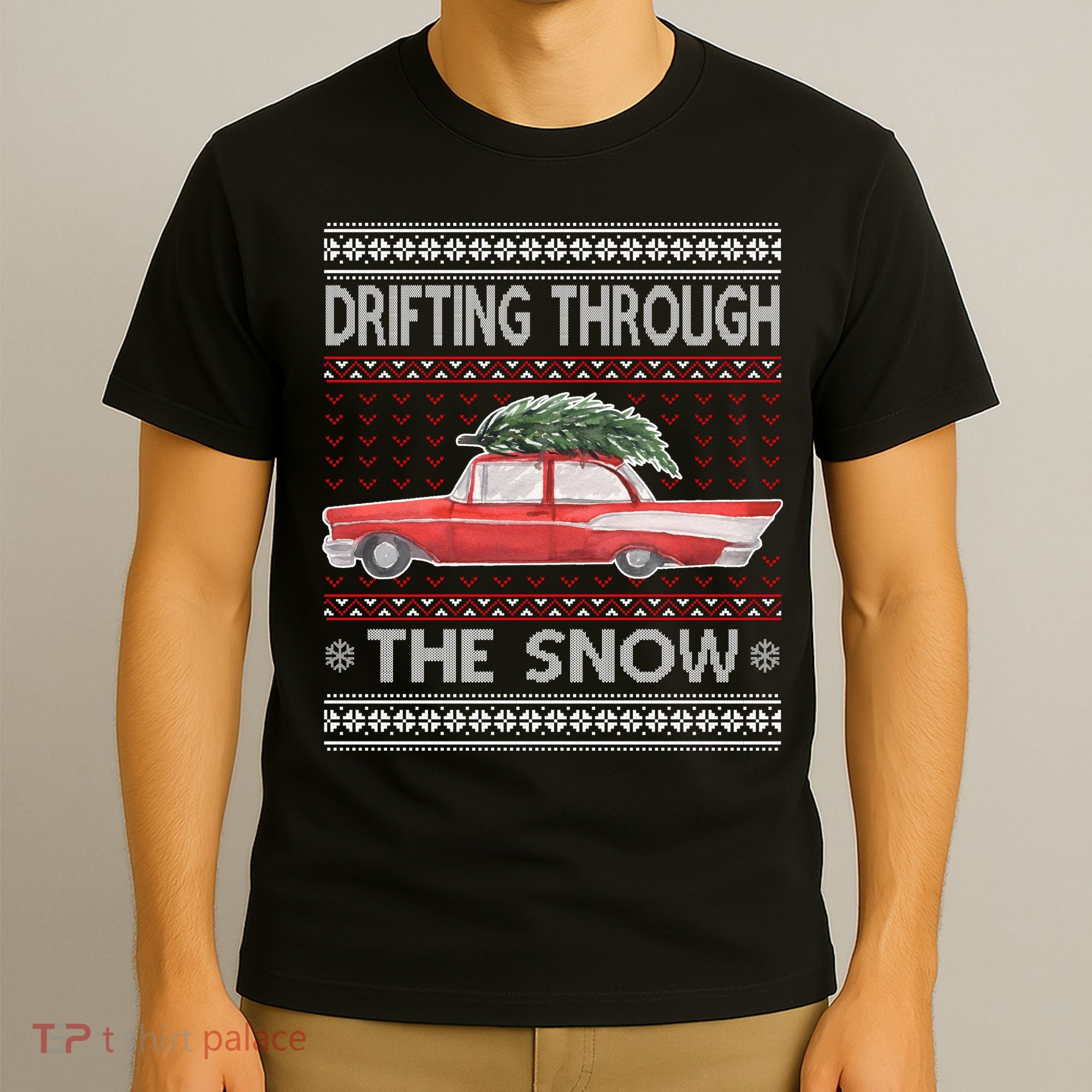 Drifting Through The Snow Ugly Christmas Sweater T-Shirt