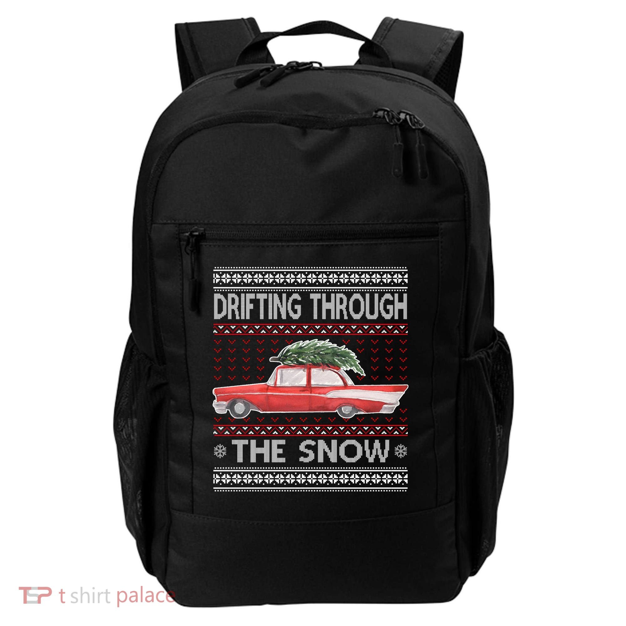 Drifting Through The Snow Ugly Christmas Sweater Backpack
