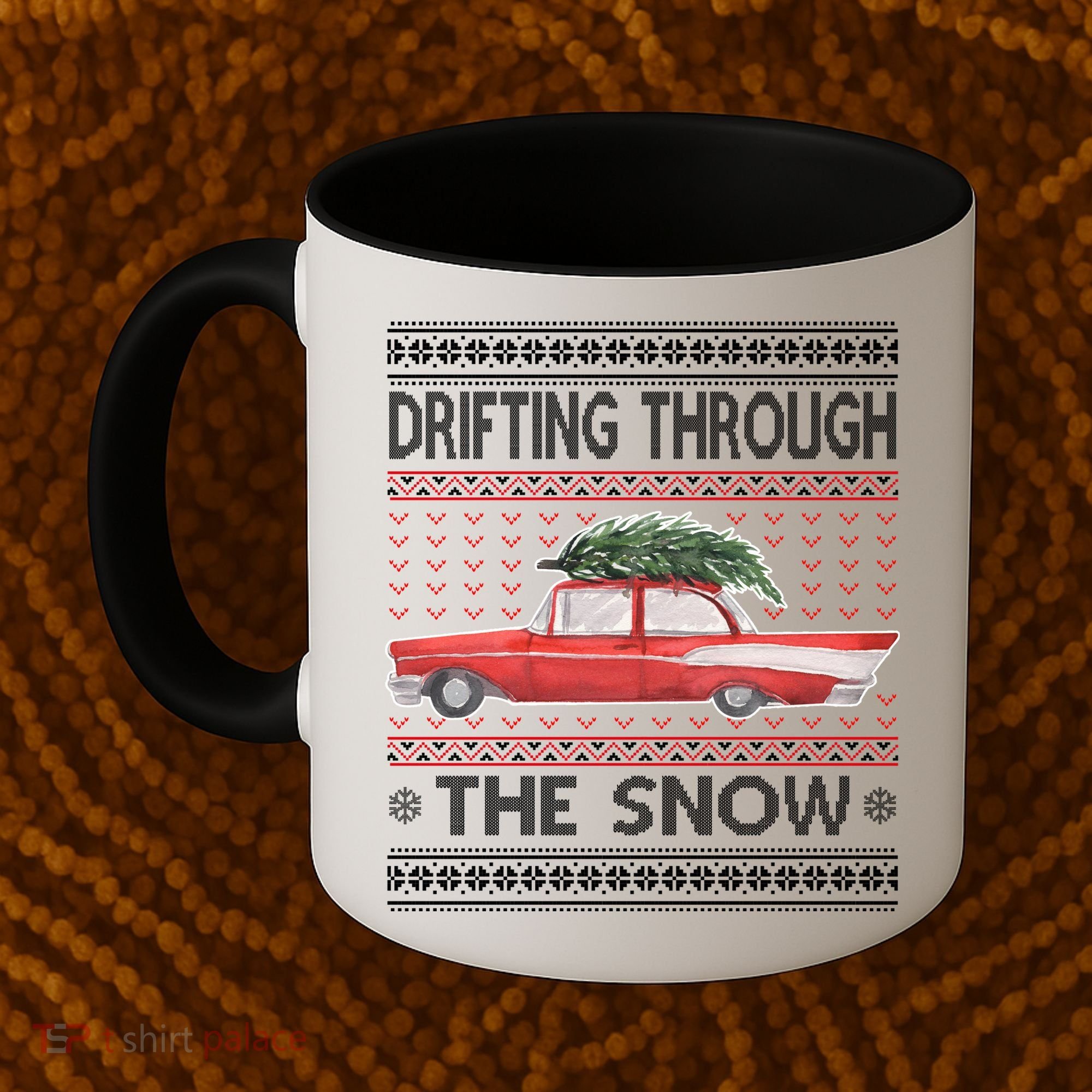 Drifting Through The Snow Ugly Christmas Sweater Coffee Mug