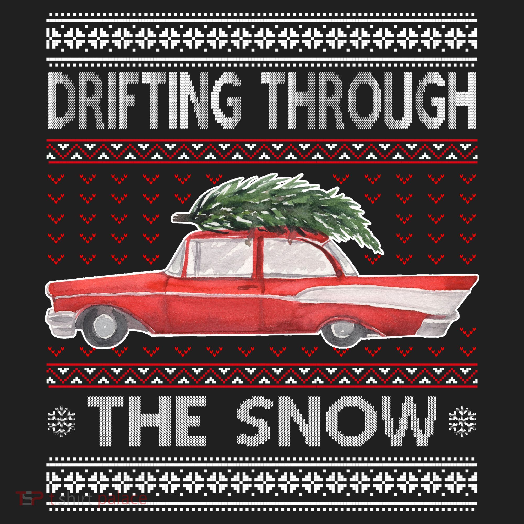 Drifting Through The Snow Ugly Christmas Sweater Beanie