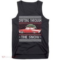 Drifting Through The Snow Ugly Christmas Sweater Tank Top thumb 0